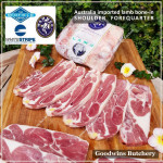 Lamb collar SHOULDER FOREQUARTER BONE-IN frozen CHOPS 1cm 3/8" (price/pack 600g 3-4pcs) brand Wammco / Midfield / WhiteStripe